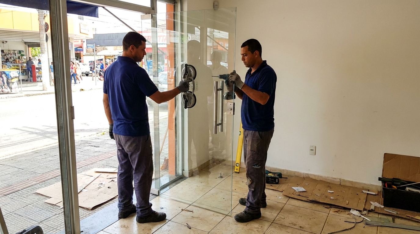 Portas em Vidro na Vila IAPI, Campinas‑SP
